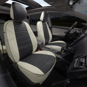 13 849 р. Чехлы сидений (экокожа, 40/60) Автопилот Volkswagen Polo 9N1 хэтчбэк 5 дв. дорестайлинг (2001-2005) (белый/черный)  с доставкой в г. Вологда. Увеличить фотографию 4
