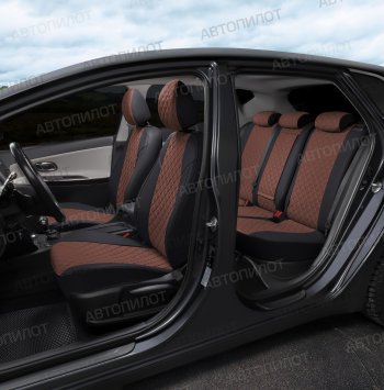 14 449 р. Чехлы сидений (экокожа) Автопилот Ромб BMW X2 F39 (2017-2023) (черный/темно-коричневый)  с доставкой в г. Вологда. Увеличить фотографию 7