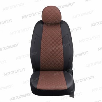 14 449 р. Чехлы сидений (экокожа) Автопилот Ромб BMW X2 F39 (2017-2023) (черный/темно-коричневый)  с доставкой в г. Вологда. Увеличить фотографию 3