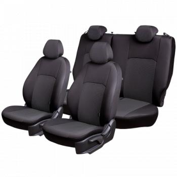 7 849 р. Комплект чехлов для сидений (РЗС Жаккард) ДУБЛИН Lord Autofashion Renault Duster HS дорестайлинг (2010-2015) (черный, вставка Ёж белая)  с доставкой в г. Вологда. Увеличить фотографию 7