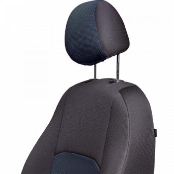 7 849 р. Комплект чехлов для сидений (РЗСиС 40/60 ЗГ Жаккард) Дублин Lord Autofashion Renault Fluence дорестайлинг (2010-2012) (черный, вставка Ёж синяя)  с доставкой в г. Вологда. Увеличить фотографию 5