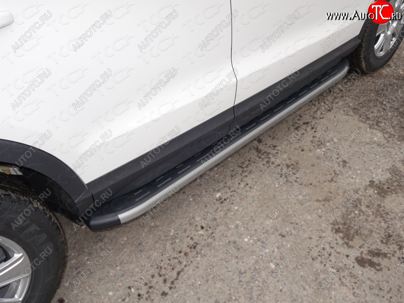 21 999 р. Пороги алюминиевые с пластиковой накладкой ТСС Тюнинг  Audi Q3  8U (2011-2015) дорестайлинг (карбон серый)  с доставкой в г. Вологда