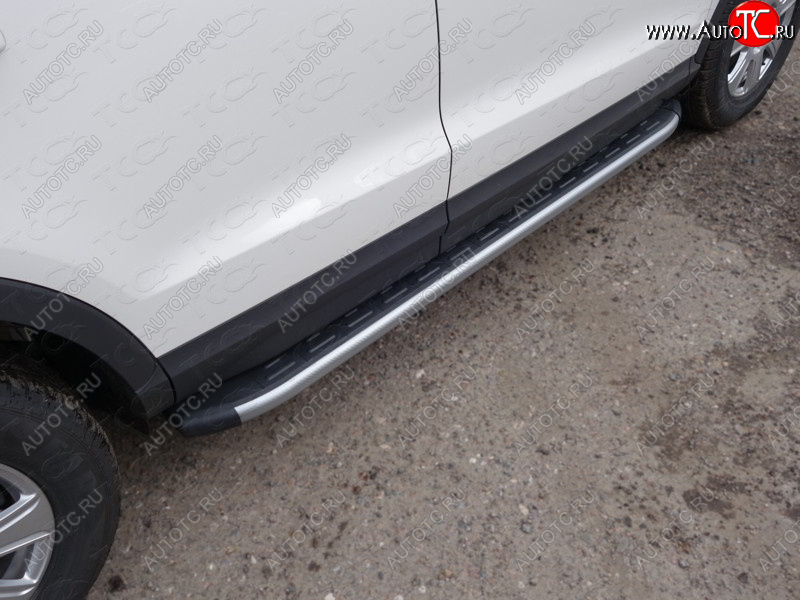 21 999 р. Пороги алюминиевые с пластиковой накладкой ТСС Тюнинг  Audi Q3  8U (2011-2015) дорестайлинг (карбон серебро)  с доставкой в г. Вологда