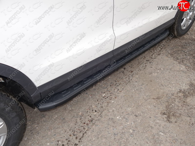 21 999 р. Пороги алюминиевые с пластиковой накладкой ТСС Тюнинг  Audi Q3  8U (2011-2015) дорестайлинг (карбон черный)  с доставкой в г. Вологда