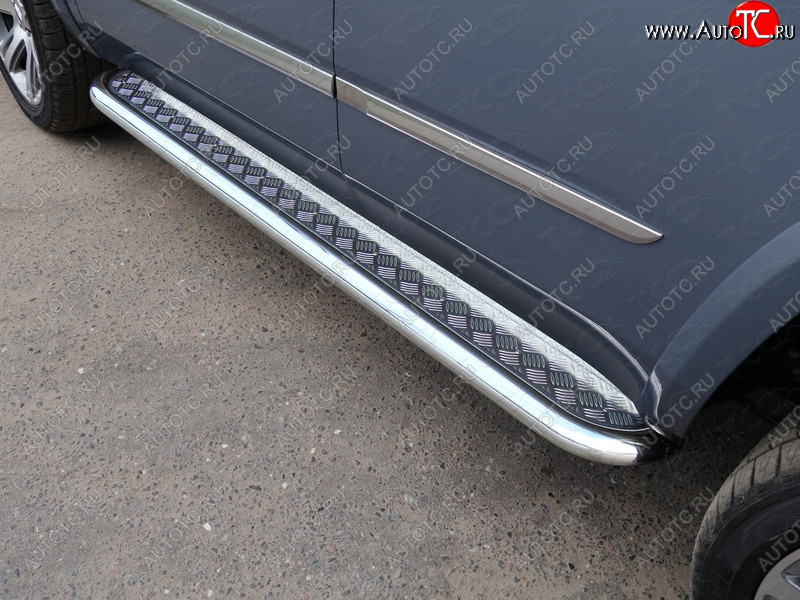 36 999 р. Пороги с площадкой 60,3 мм ТСС Тюнинг Cadillac Escalade GMTK2 джип 5 дв. короткая база (2015-2020) (серые)  с доставкой в г. Вологда