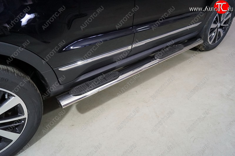 40 999 р. Пороги овальные с накладкой 120x60 мм ТСС Тюнинг Changan CS55 дорестайлинг (2017-2018) (серые)  с доставкой в г. Вологда