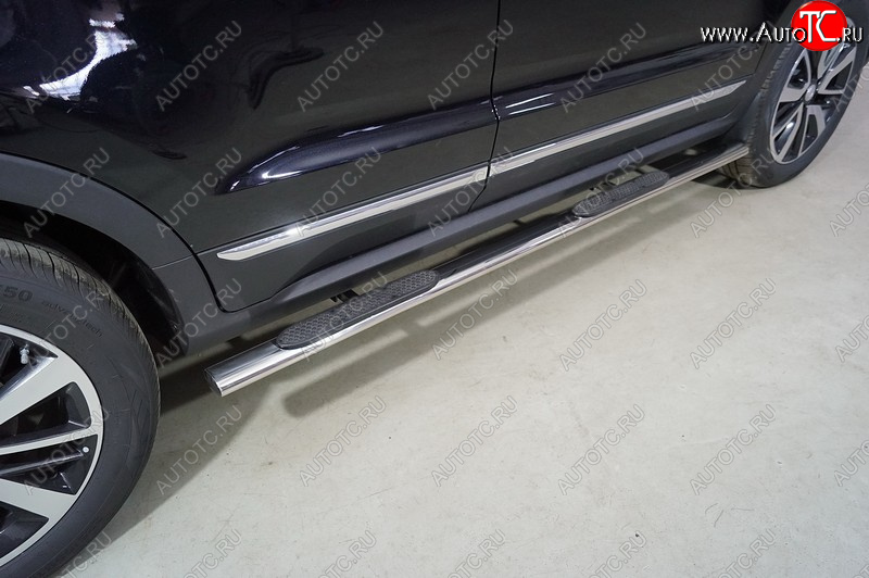 31 849 р. Пороги овальные с накладкой 72*42 мм ТСС Тюнинг Changan CS55 дорестайлинг (2017-2018) (серые)  с доставкой в г. Вологда