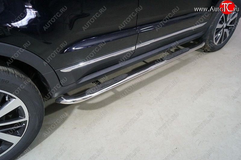 34 749 р. Пороги овальные гнутые с накладкой 75х42 мм ТСС Тюнинг Changan CS55 дорестайлинг (2017-2018) (серые)  с доставкой в г. Вологда