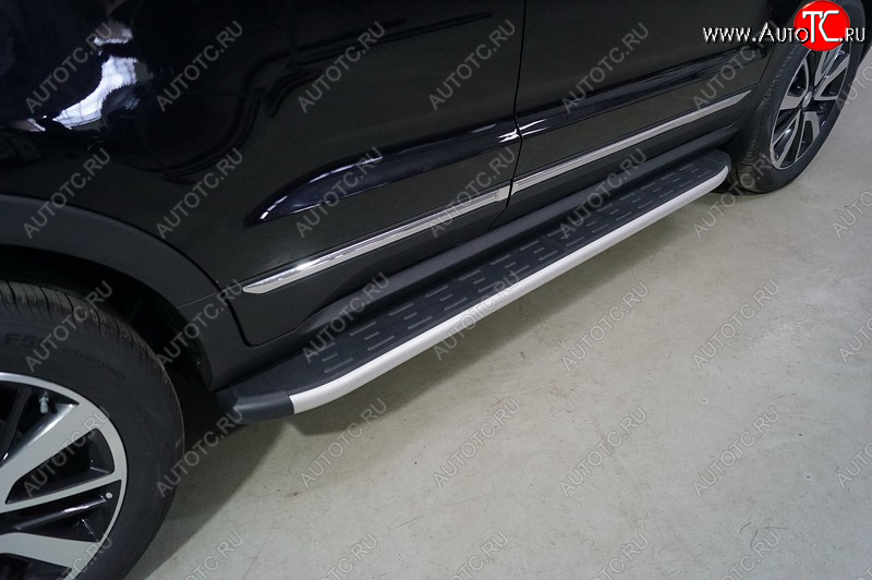 20 599 р. Пороги алюминиевые с пластиковой накладкой ТСС Тюнинг Changan CS55 дорестайлинг (2017-2018) (серые)  с доставкой в г. Вологда