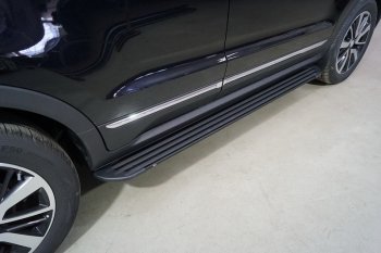 Пороги алюминиевые Slim Line ТСС Тюнинг Changan CS55 дорестайлинг (2017-2018) (Black)
