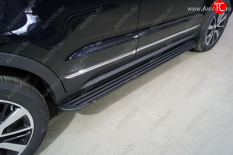 21 999 р. Пороги алюминиевые Slim Line ТСС Тюнинг Changan CS55 дорестайлинг (2017-2018) (Black)  с доставкой в г. Вологда