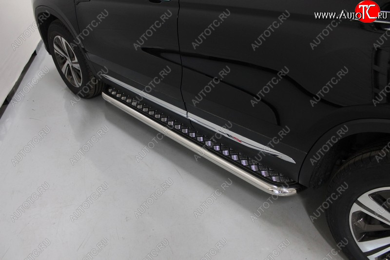 41 849 р. Пороги с площадкой 60,3 мм ТСС Тюнинг Changan CS75 1-ый рестайлинг (2018-2022) (серые)  с доставкой в г. Вологда