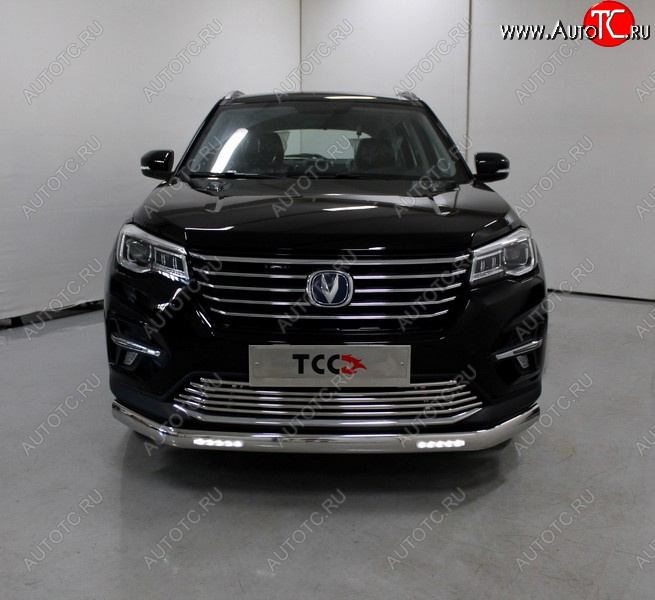37 999 р. Защита передняя нижняя овальная с ДХО 75х42 мм ТСС Тюнинг Changan CS75 1-ый рестайлинг (2018-2022) (нержавейка)  с доставкой в г. Вологда