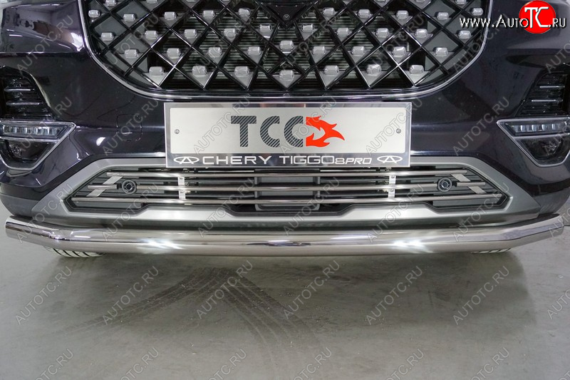 7 349 р. Нижняя декоративная вставка в бампер ТСС Тюнинг Chery Tiggo 8 PRO (2021-2025) (d 12 мм)  с доставкой в г. Вологда