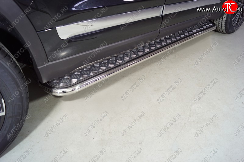 30 099 р. Пороги с площадкой 42,4 мм ТСС Тюнинг Chery Tiggo 8 PRO (2021-2025) (серые)  с доставкой в г. Вологда