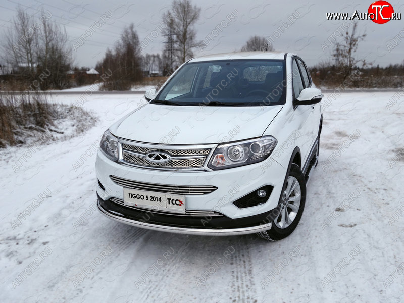 17 649 р. Защита переднего бампера нижняя d60,3 мм ТСС Тюнинг Chery Tiggo 5 (T21) дорестайлинг (2014-2017) (нержавейка)  с доставкой в г. Вологда