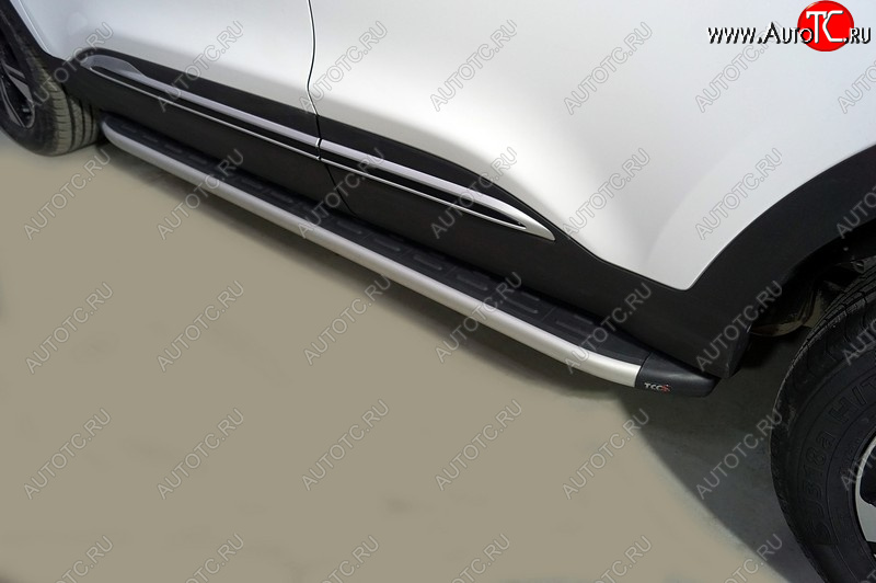 20 599 р. Пороги алюминиевые с пластиковой накладкой ТСС Тюнинг Chery Tiggo 4 Pro (2021-2025) (серые)  с доставкой в г. Вологда