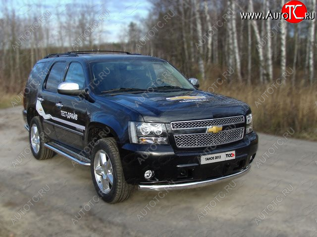 26 999 р. Защита переднего бампера овальная 75х42 мм ТСС тюнинг Chevrolet Tahoe K2UC (2014-2021) (нержавейка)  с доставкой в г. Вологда