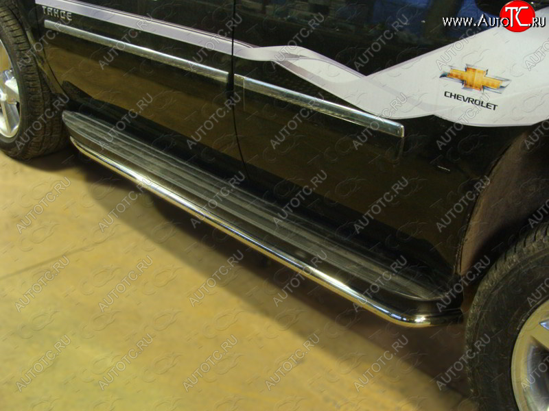 27 449 р. Защита порогов алюминий 60,3 мм, ТСС Тюнинг Chevrolet Tahoe K2UC (2014-2021)  с доставкой в г. Вологда