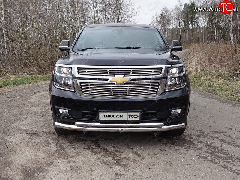 17 649 р. Нижняя декоративная вставка в бампер ТСС Тюнинг Chevrolet Tahoe K2UC (2014-2021) (d 12 мм)  с доставкой в г. Вологда