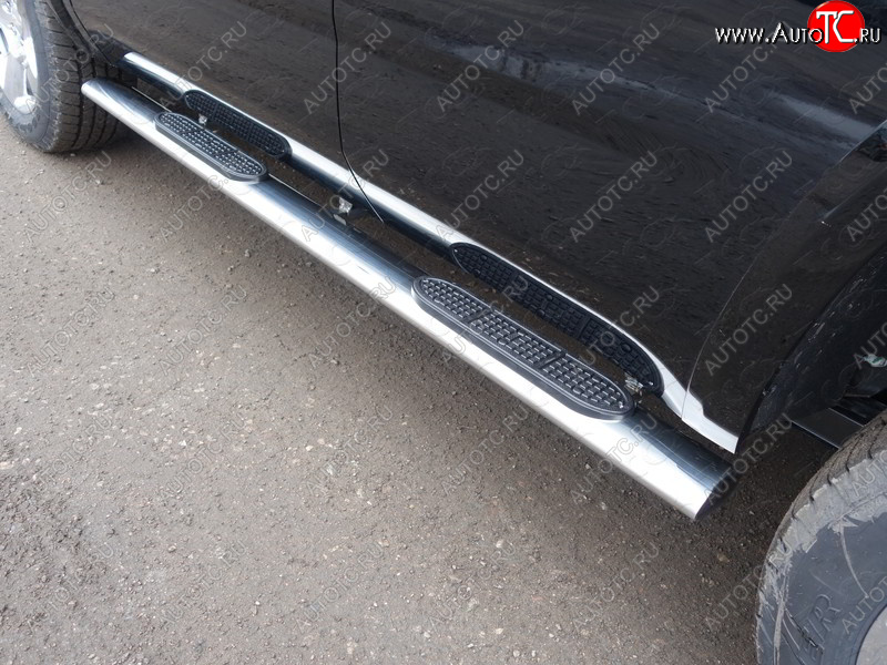 43 949 р. Пороги овальные с накладкой 120x60 мм ТСС Тюнинг Chevrolet Tahoe K2UC (2014-2021) (серые)  с доставкой в г. Вологда
