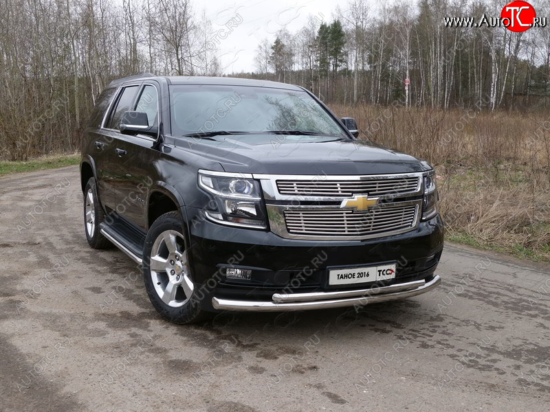 34 999 р. Защита передняя нижняя двойная 76,1*50,8 мм Тюнинг Chevrolet Tahoe K2UC (2014-2021) (нержавейка)  с доставкой в г. Вологда