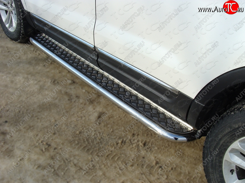 36 999 р. Пороги с площадкой 60,3 мм ТСС Тюнинг Ford Explorer U502 дорестайлинг (2010-2016) (серые)  с доставкой в г. Вологда