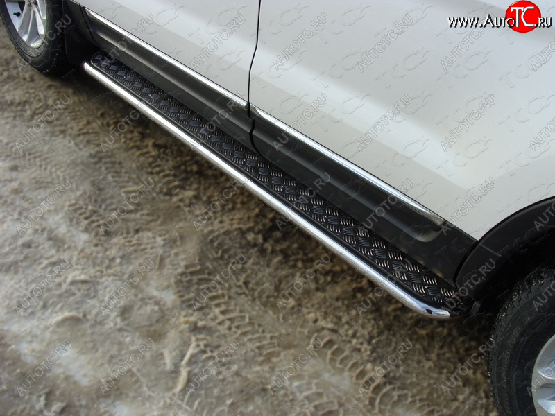 31 999 р. Пороги с площадкой 42,4 мм ТСС Тюнинг Ford Explorer U502 дорестайлинг (2010-2016) (серые)  с доставкой в г. Вологда