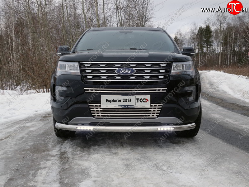 11 749 р. Нижняя декоративная вставка в бампер ТСС Тюнинг Ford Explorer U502 1-ый рестайлинг, 5 дв. (2015-2018) (d 16 мм )  с доставкой в г. Вологда