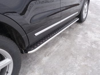 Пороги с площадкой 42,4 мм ТСС Тюнинг Ford Explorer U502 1-ый рестайлинг, 5 дв. (2015-2018) (серые)