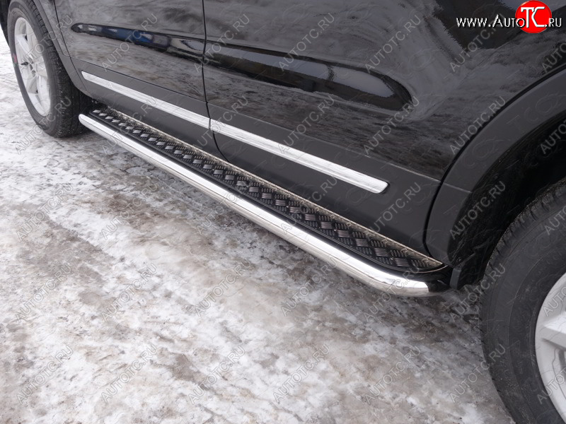 36 999 р. Пороги с площадкой 60,3 мм ТСС Тюнинг Ford Explorer U502 2-ой рестайлинг, 5 дв. (2017-2019) (серые)  с доставкой в г. Вологда