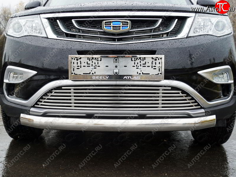 11 749 р. Нижняя декоративная вставка в бампер ТСС Тюнинг Geely Atlas NL3 (2016-2022) (d 12 мм)  с доставкой в г. Вологда