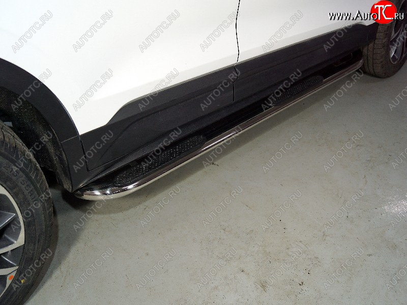 35 999 р. Пороги овальные гнутые с накладкой 75х42 мм ТСС Тюнинг Geely Coolray SX11 дорестайлинг (2018-2023) (серые)  с доставкой в г. Вологда