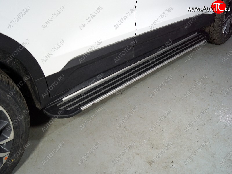 20 599 р. Пороги алюминиевые Slim Line ТСС Тюнинг Geely Coolray SX11 дорестайлинг (2018-2023) (Silver)  с доставкой в г. Вологда