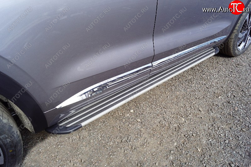 20 599 р. Пороги алюминиевые Slim Line ТСС Тюнинг Geely Monjaro (2022-2025) (Silver)  с доставкой в г. Вологда