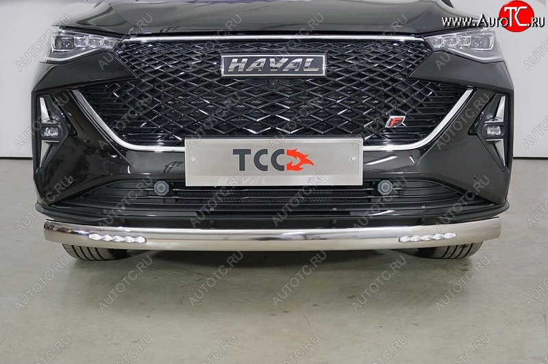 29 649 р. Защита передняя нижняя овальная с ДХО 75х42 мм ТСС Тюнинг Haval F7x рестайлинг (2022-2024) (нержавейка)  с доставкой в г. Вологда