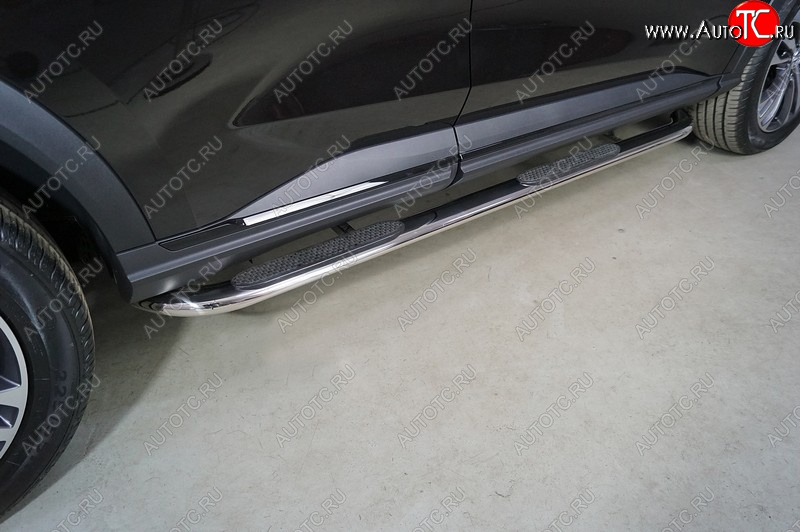 34 749 р. Пороги овальные гнутые с накладкой 75х42 мм Haval F7 рестайлинг (2022-2024) (серые)  с доставкой в г. Вологда