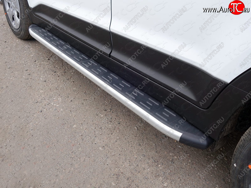 20 599 р. Пороги алюминиевые с пластиковой накладкой ТСС Тюнинг Hyundai Creta GS дорестайлинг (2015-2019) (серые)  с доставкой в г. Вологда