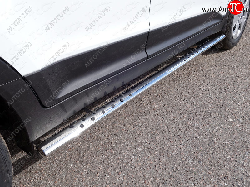 31 399 р. Пороги овальные с проступью 75х42 мм ТСС Тюнинг Hyundai Creta GS дорестайлинг (2015-2019) (серые)  с доставкой в г. Вологда