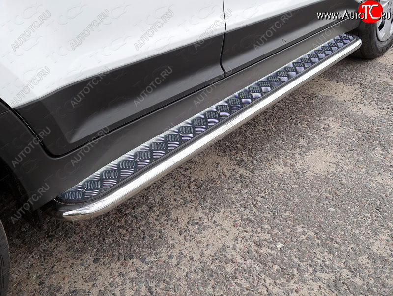 27 849 р. Пороги с площадкой 42,4 мм ТСС Тюнинг Hyundai Creta GS дорестайлинг (2015-2019) (серые)  с доставкой в г. Вологда