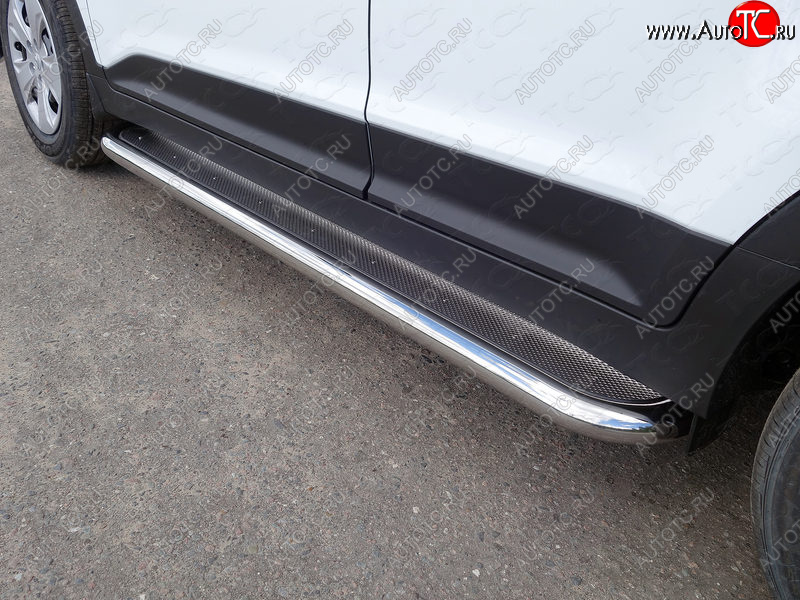 41 749 р. Пороги с площадкой 60,3 мм ТСС Тюнинг Hyundai Creta GS дорестайлинг (2015-2019) (нержавейка)  с доставкой в г. Вологда