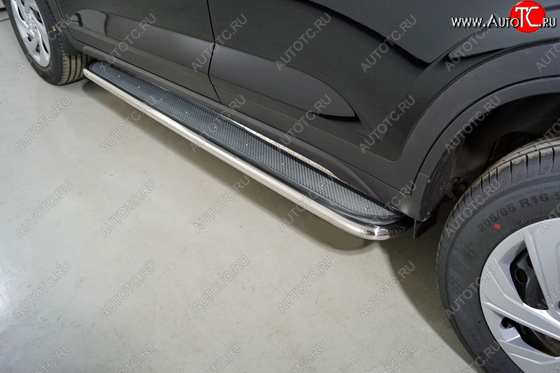 40 999 р. Пороги с площадкой 42,4 мм ТСС Тюнинг Hyundai Creta SU (2020-2022) (нержавейка)  с доставкой в г. Вологда