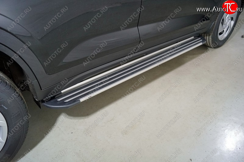 20 599 р. Пороги алюминиевые Slim Line ТСС Тюнинг Hyundai Creta SU (2020-2022) (Silver)  с доставкой в г. Вологда