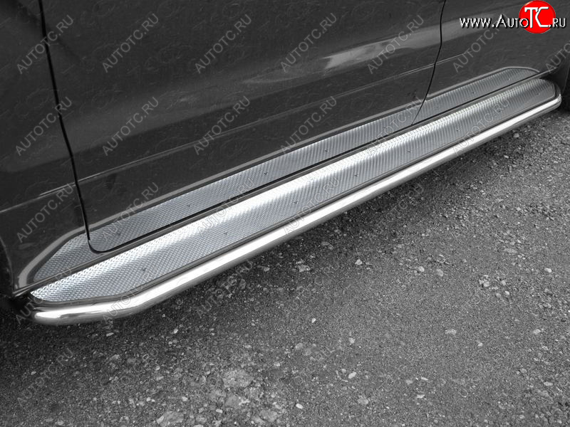47 999 р. Пороги с площадкой 42,4 мм ТСС Тюнинг Hyundai Starex/Grand Starex/H1 TQ рестайлинг (2014-2018) (нержавейка)  с доставкой в г. Вологда