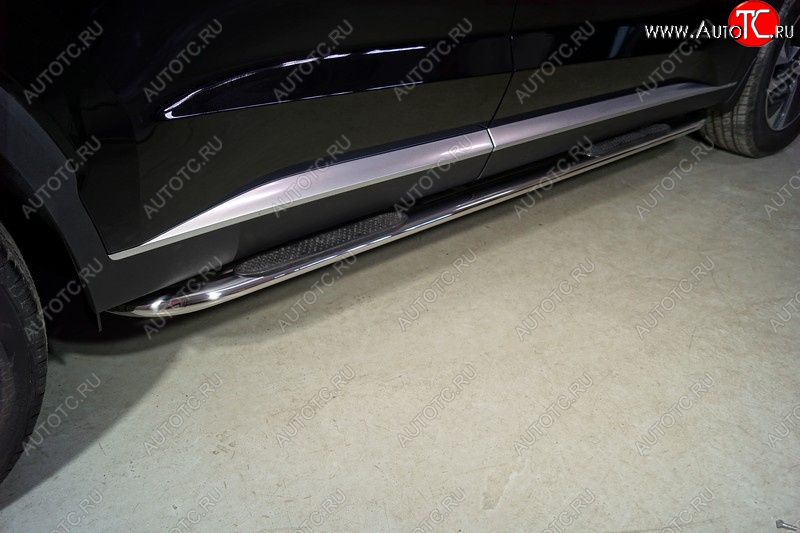 36 699 р. Пороги овальные гнутые с накладкой 75х42 мм Hyundai Palisade LX2 (2018-2022) (серые)  с доставкой в г. Вологда