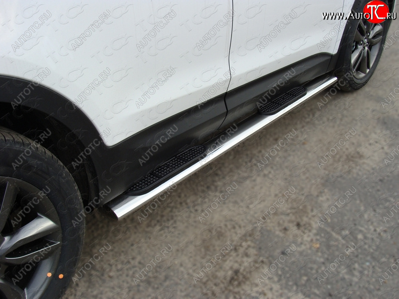 40 799 р. Пороги овальные с накладкой 120*60 мм ТСС Тюнинг Hyundai Santa Fe DM дорестайлинг (2012-2016)  с доставкой в г. Вологда