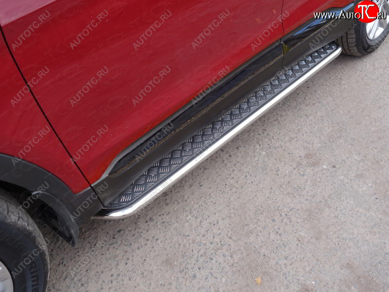 31 999 р. Пороги с площадкой 42,4 мм ТСС Тюнинг Hyundai Santa Fe TM дорестайлинг (2018-2021)  с доставкой в г. Вологда