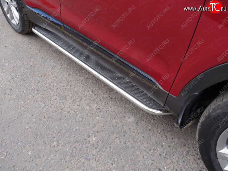 41 749 р. Пороги с площадкой 42,4 мм ТСС Тюнинг Hyundai Santa Fe TM дорестайлинг (2018-2021) (нержавейка)  с доставкой в г. Вологда