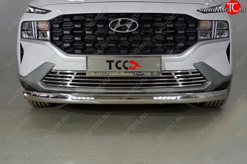 40 999 р. Защита передняя нижняя овальная с ДХО 75х42 мм ТСС Тюнинг Hyundai Santa Fe TM рестайлинг (2020-2022) (нержавейка)  с доставкой в г. Вологда
