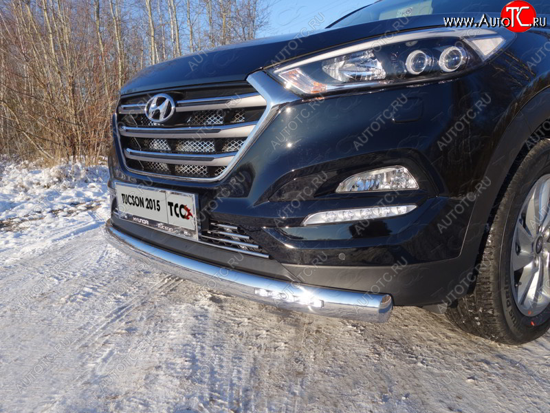 40 999 р. Защита передняя нижняя овальная с ДХО 75х42 мм ТСС Тюнинг Hyundai Tucson TL дорестайлинг (2015-2018) (нержавейка)  с доставкой в г. Вологда